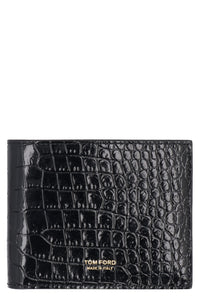 Croco-print leather wallet